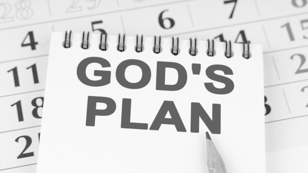 Notebook with "God's Plan" written on it.