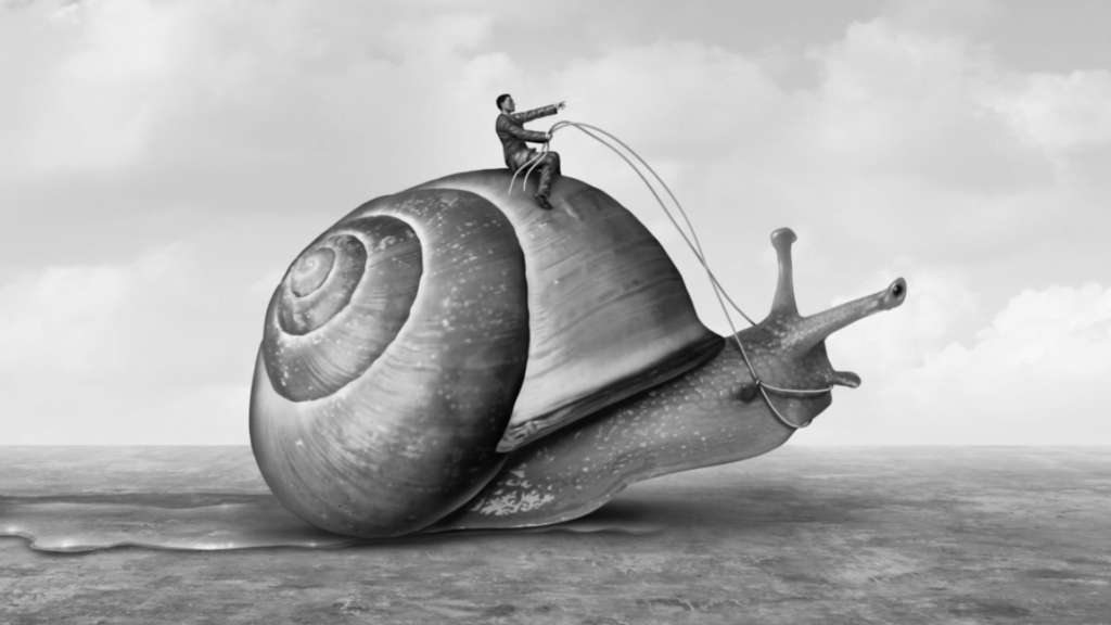 Man Riding A Snail to show "Patience in Suffering"